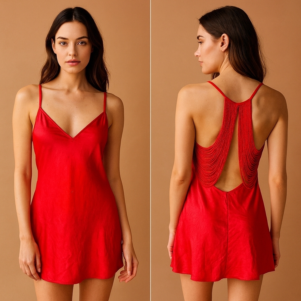 VTG Dreamgirl Scarlet Satin Slip Dress